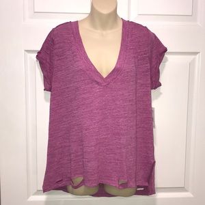 Free People pink v neck distressed T Shirt NWT